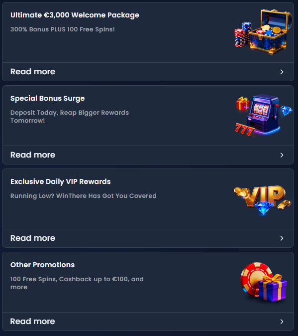 Winthere casino bonus